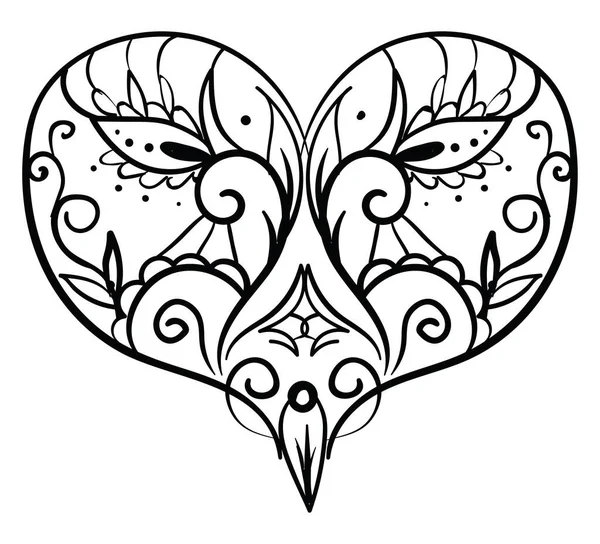 Cuore Decorativo Illustrazione Vettore Sfondo Bianco — Vettoriale Stock