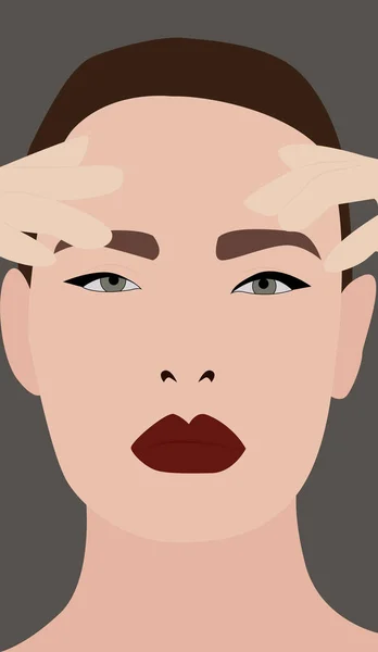Girl Red Lipstick Illustration Vector White Background — Stock Vector