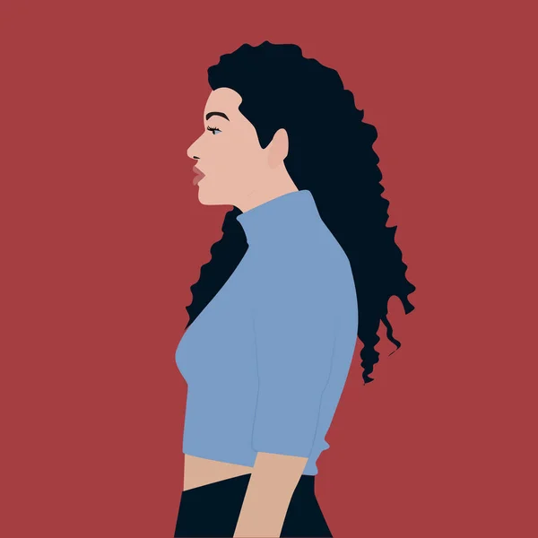 Chica Camisa Azul Ilustración Vector Sobre Fondo Blanco — Archivo Imágenes Vectoriales