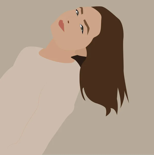 Girl Brown Hair Illustration Vector White Background — Stock Vector