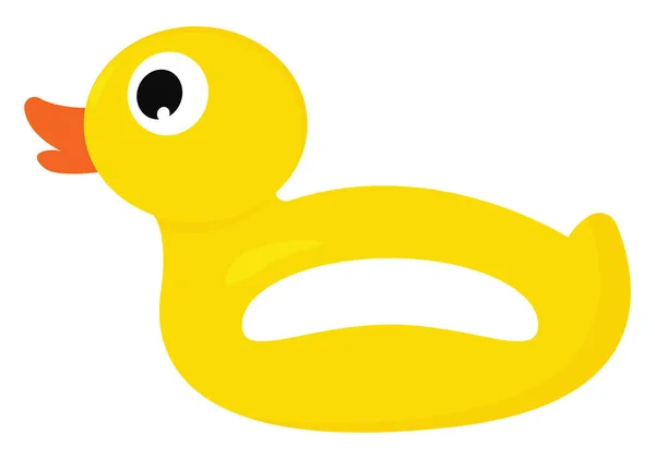 Yellow Duck Lifebuoy Illustration Vector White Background — Stock Vector