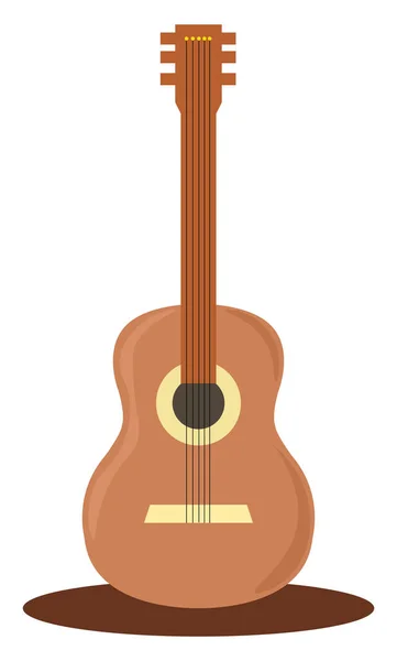 Guitarra Marrón Ilustración Vector Sobre Fondo Blanco — Vector de stock