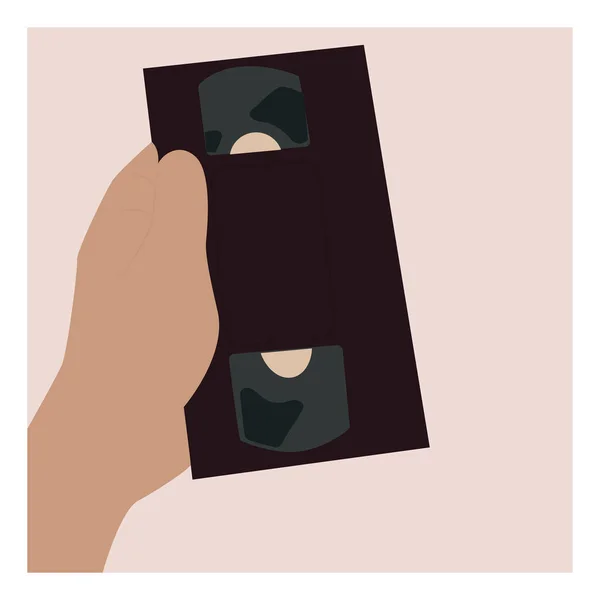 Eldeki Eski Video Diski Illüstrasyon Beyaz Arkaplan Üzerindeki Vektör — Stok Vektör