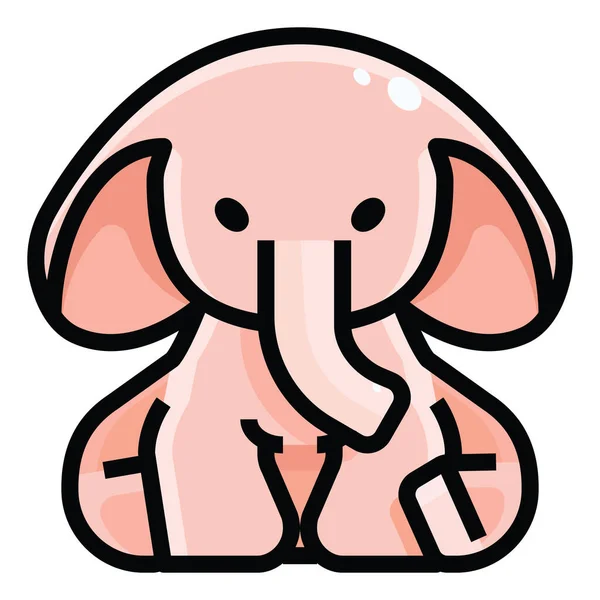 Elefante Rosa Ilustración Vector Sobre Fondo Blanco — Vector de stock