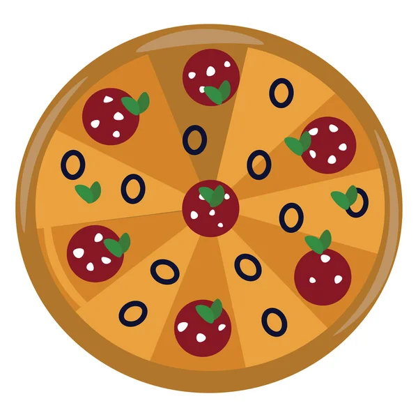 Pepperoni Pizza Illustration Vector White Background — Stock Vector