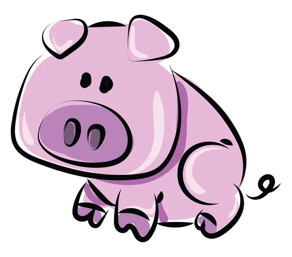 Pink Pig Illustration Vector White Background — Stock Vector