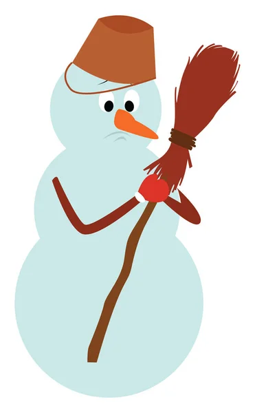 Грустный Снеговик Иллюстрация Вектор Белом Фоне — стоковый вектор