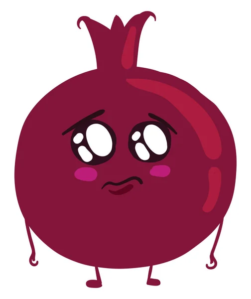 Sad Pomegranate Illustration Vector White Background — Stock Vector