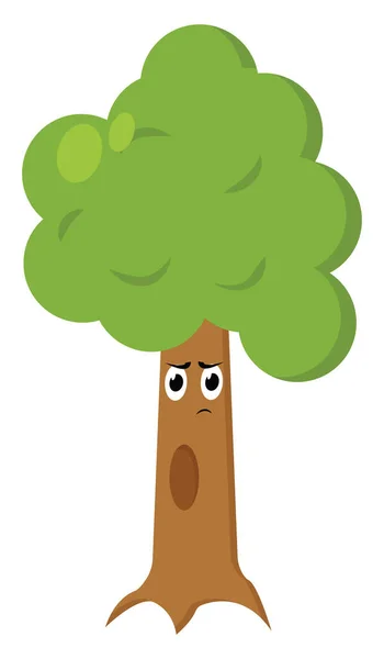 Árbol Con Cara Ilustración Vector Sobre Fondo Blanco — Vector de stock