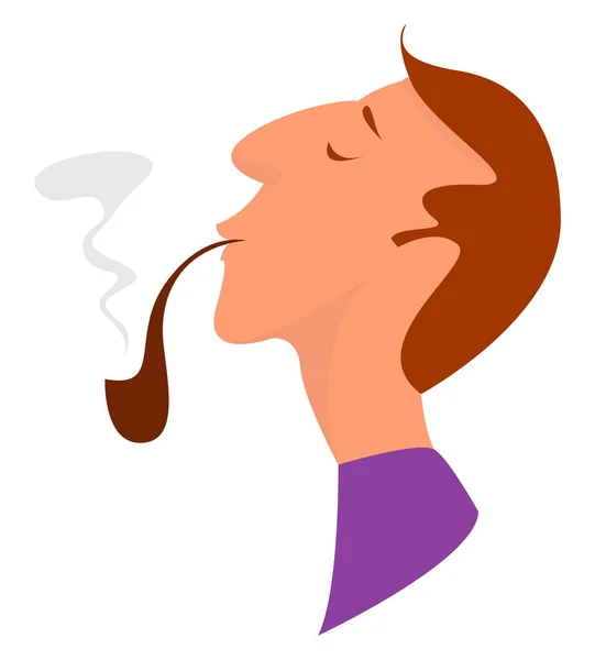 Man Smoking Pipe Illustration Vector White Background — Stock Vector