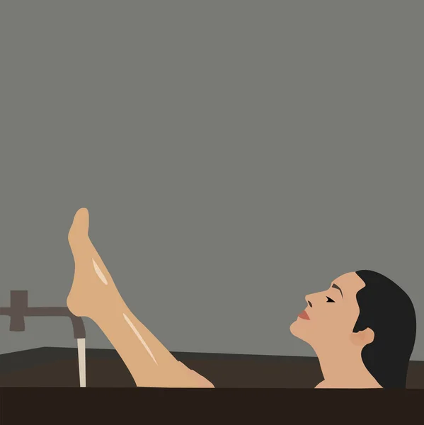 Mujer Tomando Baño Ilustración Vector Sobre Fondo Blanco — Vector de stock