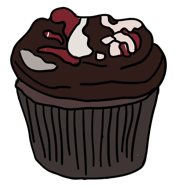 Cupcake Coklat Ilustrasi Vektor Pada Latar Belakang Putih - Stok Vektor