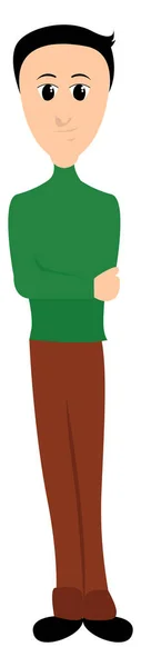 头戴绿色套头毛衣的男人 白色背景的矢量 — 图库矢量图片