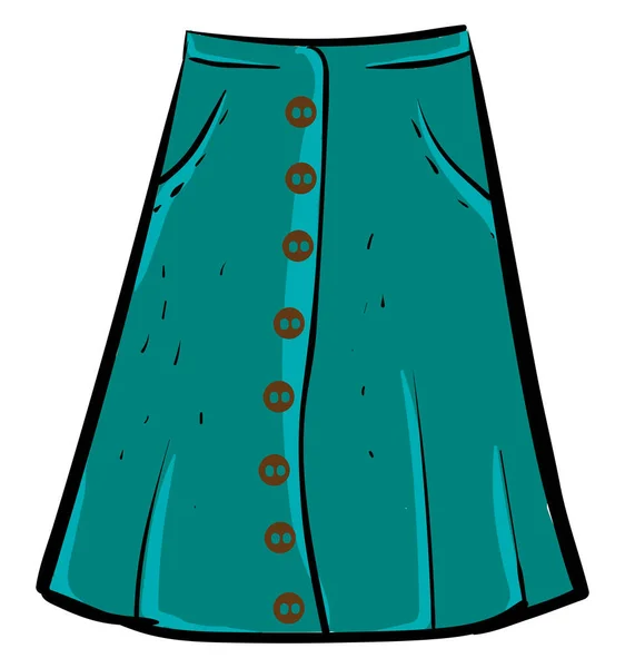 Long Denim Skirt Illustration Vector White Background — Stock Vector