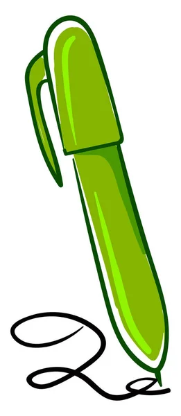 Πράσινο Μακρύ Στυλό Εικονογράφηση Διάνυσμα Λευκό Φόντο — Διανυσματικό Αρχείο