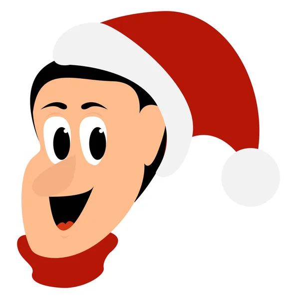 Man Santas Hat Illustration Vector White Background — Stock Vector