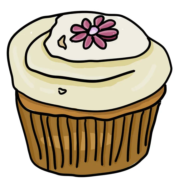 Ritning Cupcake Illustration Vektor Vit Bakgrund — Stock vektor