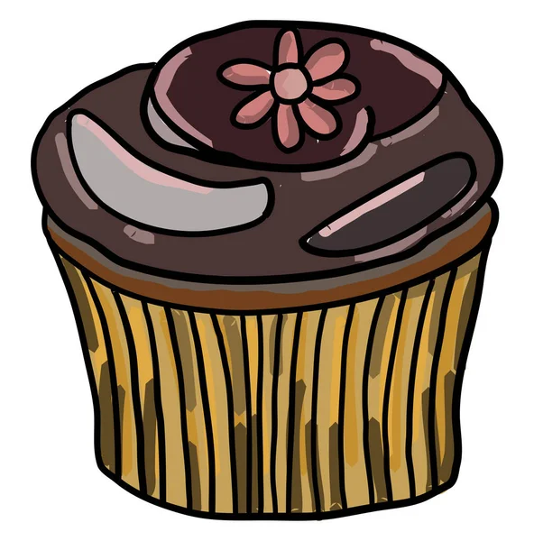 Choklad Cupcake Illustration Vektor Vit Bakgrund — Stock vektor