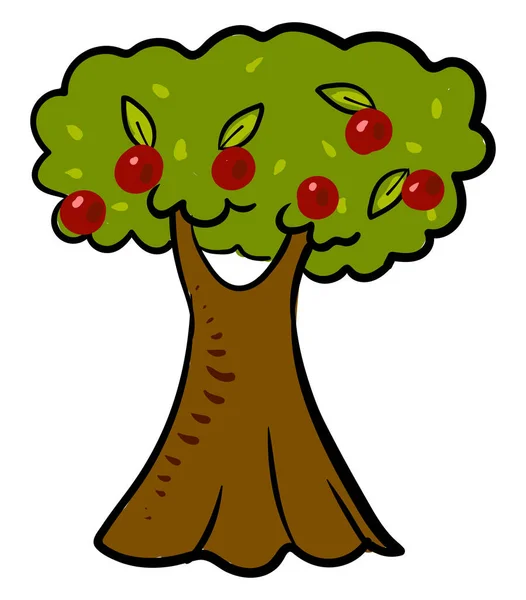 Jablečný Strom Ilustrace Vektor Bílém Pozadí — Stockový vektor