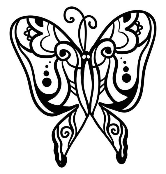 Dibujo Mariposa Ilustración Vector Sobre Fondo Blanco — Archivo Imágenes Vectoriales