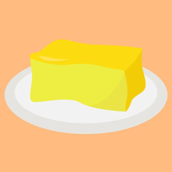 Butter Plate Illustration Vector White Background — Stock Vector