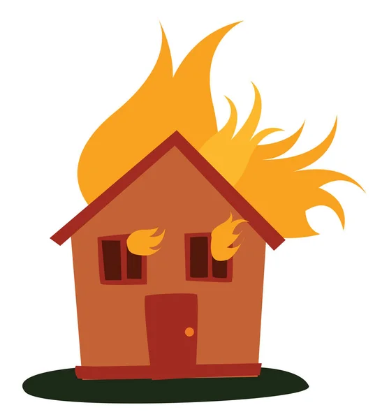 燃える家 イラスト 白い背景のベクトル — ストックベクタ