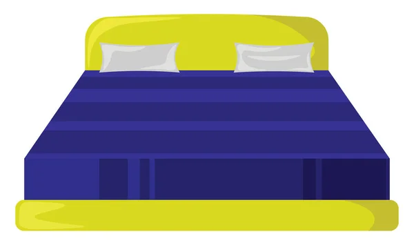Blaues Großes Bett Illustration Vektor Auf Weißem Hintergrund — Stockvektor