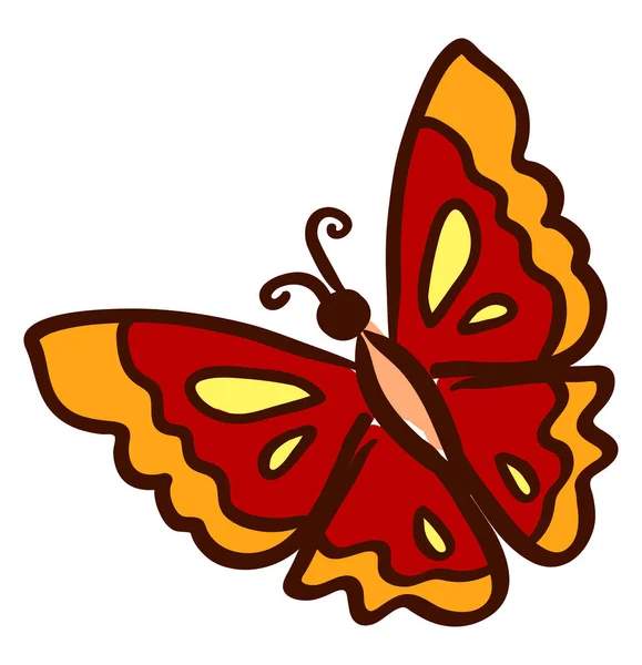 Papillon Rouge Illustration Vecteur Sur Fond Blanc — Image vectorielle
