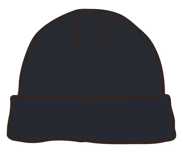 Black Winter Hat Illustration Vector White Background — Stock Vector