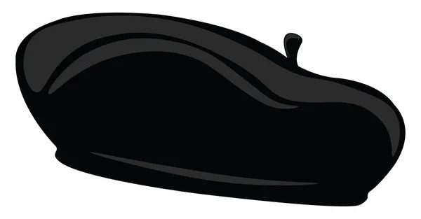 Schwarze Baskenmütze Illustration Vektor Auf Weißem Hintergrund — Stockvektor