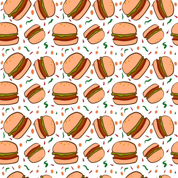 ハンバーガーの壁紙 イラスト 白い背景にベクトル — ストックベクタ