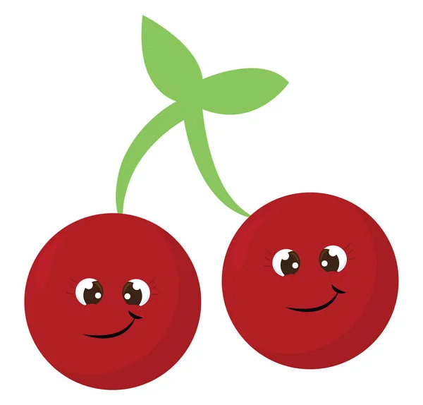 Happy Cherry Illustration Vector White Background — Stock Vector