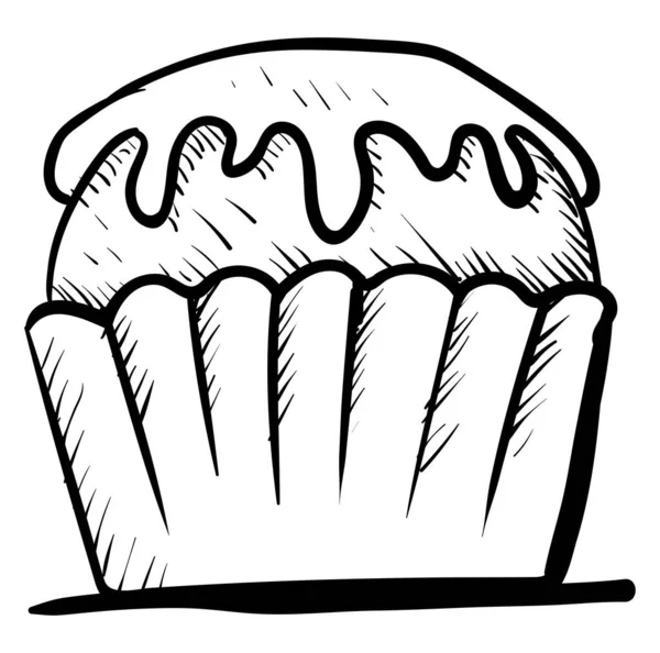 Cupcake Zeichnung Illustration Vektor Auf Weißem Hintergrund — Stockvektor