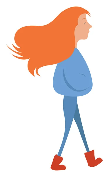 オレンジ色の髪の女性 イラスト 白い背景のベクトル — ストックベクタ