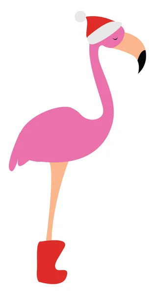 Flamingo Com Chapéu Ilustração Vetor Sobre Fundo Branco — Vetor de Stock
