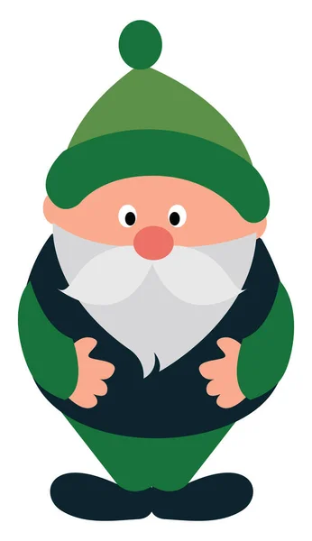 Green Gnome Illustration Vector White Background — Stock Vector