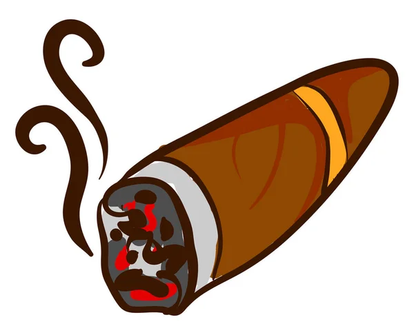 Smoky Cigare Illustratie Vector Witte Achtergrond — Stockvector