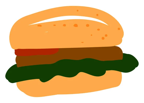 Flat Burger Illustration Vector White Background — 스톡 벡터