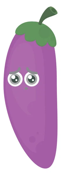 Sad Eggplant Illustration Vector White Background — Stock Vector