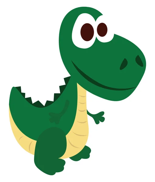Зеленый Милый Динозавр Иллюстрация Вектор Белом Фоне — стоковый вектор