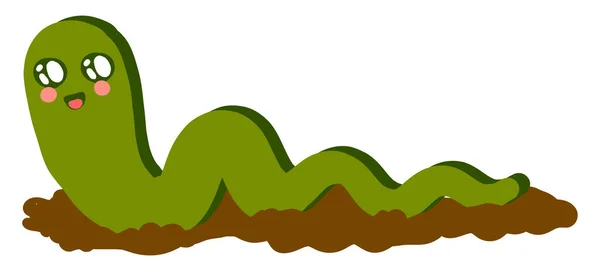 Зелений Милий Черв Ілюстрація Вектор Білому Тлі — стоковий вектор
