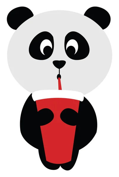 Petit Panda Avec Boisson Illustration Vecteur Sur Fond Blanc — Image vectorielle