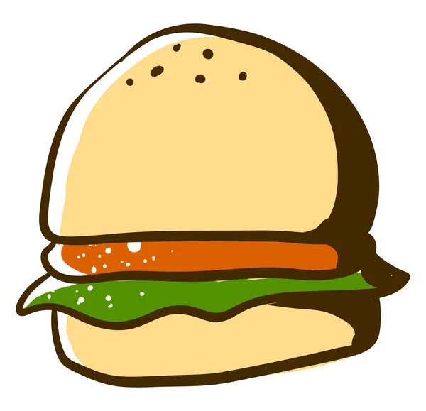 Hamburger Piatto Illustrazione Vettore Sfondo Bianco — Vettoriale Stock