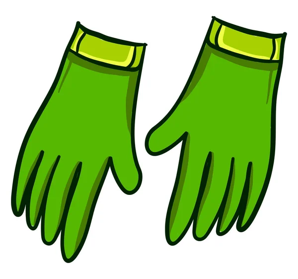 Groene Handschoenen Illustratie Vector Witte Achtergrond — Stockvector