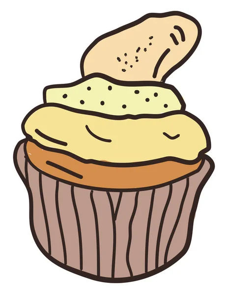 Cupcake Drawing Flat Illustration Vector White Background — Stock Vector