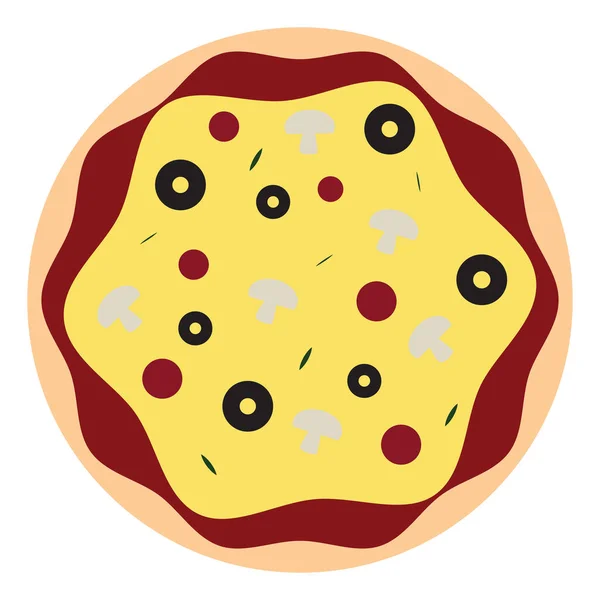 Pizza Houbami Ilustrace Vektor Bílém Pozadí — Stockový vektor