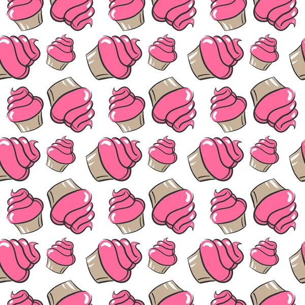 Rosa Cupcake Illustration Vektor Auf Weißem Hintergrund — Stockvektor