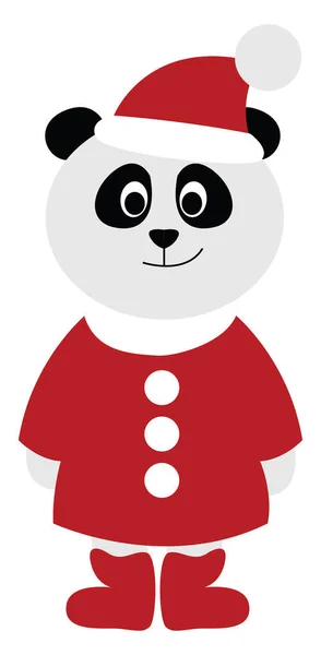 Panda Con Costume Babbo Natale Illustrazione Vettore Sfondo Bianco — Vettoriale Stock