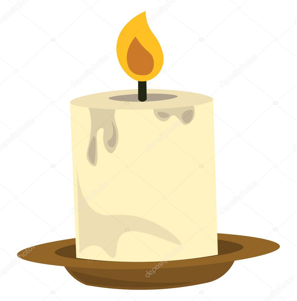 Fat candle, illustration, vector on white background.