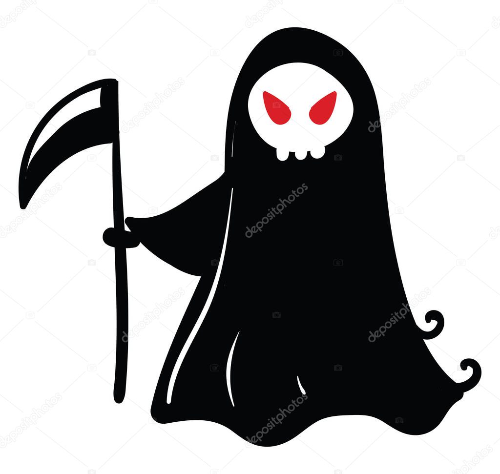 Grim reaper, illustration, vector on white background.